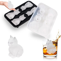 Cat Ice Cube Tray Mold - 3D Cat Shape Ice Cube Trays  Cute Ice Cube Molds For Whiskey Bourbon  4-Hole Large Fun Shapes Ice Cube Trays  Funny Cat Gifts For Cat Lovers Women Men