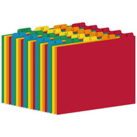 Extric Alphabetical File Organizer  25 Alphabet Dividers With Tabs Letter Size File Cabinet Dividers  A-Z Manila Guides 5 Assorted Colors  1/5 Cut Tab Positions Filing Cabinet And Desk Organization