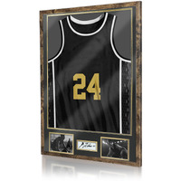 Jersey Frame Display Case For Football Solid Wood Shadow Box With 98% Uv Protection Acrylic Two Photo Frame One Signature For Baseball  Basketball  Hockey  Uniforms - Black Walnut Finish