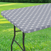 Misaya Rectangle Vinyl Table Cloth  Elastic Fitted Tablecloth With Flannel Backing  Waterproof Plastic Table Cover Fits 6 Foot Folding Tables For Camping  Indoor And Outdoor (Grey  30"" X 72"")