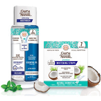 Gurunanda Whitening Wonder Duo  Dual Barrel Oxyburst Whitening Mouthwash 20 Oz & Teeth Whitening Strips With No Slip  Dry Strip Tech  7 Day Treatments