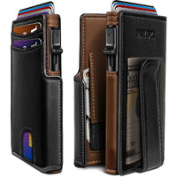 Miyozi Men Wallet With Money Clip Coins Pocket Id Window Slim Front Pocket Rfid Blocking Pop-Up Card Holder 3.9""X 2.7""  Gift Boxed
