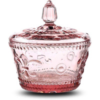 Massjoy European Retro Nostalgic Three-Dimensional Relief Color Glass Jar Candy Jar Seasoning Jar With Lid