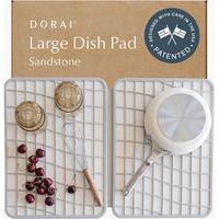 Dorai Home Large Dish Pad - 40% More Drying Space  Eco-Friendly Quick-Drying Stone Mat For Kitchen  24.6"" X 16.5""  Sandstone