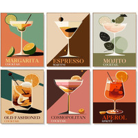 6 Pack Paint By Numbers Kit For Adults Beginners - 8X10 Inch Cocktail Adult Paint By Number Kits On Canvas  Cocktail Diy Acrylic Oil Number Painting Kits For Adults  Perfect For Gift Home Decor