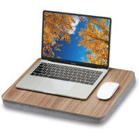 Zeaptac Lap Desk With Pillow Cushion  Portable Bed Desk  Fits Up To 15.6 Inch Laptop  Lap Stand For Bed & Couch & Carpet  Book/Tablet/Drawing Board Stand - Dark Brown Wood