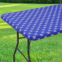 Misaya Rectangle Vinyl Table Cloth  Elastic Fitted Tablecloth With Flannel Backing  Waterproof Plastic Table Cover Fits 5 Foot Folding Tables For Camping  Indoor And Outdoor (Blue  30"" X 60"")