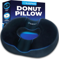Sleepavo Butt Donut Pillow For Tailbone Pain Relief Cushion - Hemorrhoid Pillows - Sitting Butt Pillow For Office Chair  Travel  Car  Coccyx  Sciatica  Postpartum Pregnancy Sitting Donut Seat Cushion