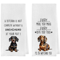 Geqtt Funny Dachshund Dish Towels Set - Dachshund Gifts Waffle Weave Kitchen Towels  Dachshund Decorative Hand Tea Towels For Bathroom Kitchen  Weiner Dog Gifts For Women (16?24 Inches Set Of 2)