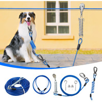 Dog Runner For Yard Double Shock Absorption Dog Trolley System For Large Dogs Heavy Duty 100Ft Dog Tie Out Run Cable With 10Ft Dog Leads For Dogs Up To 250Lbs Aerial Dog Zipline For Outside Camping