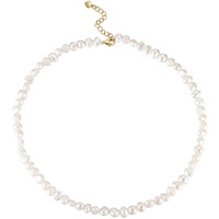 Nuzon 6-7Mm Baroque Pearl Choker Necklace For Women Natural Freshwater White Pearl Beaded Necklace Strand Elegant Summer Layering Jewelry 17""