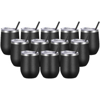 Vegond Wine Tumblers Bulk 12 Pack  12Oz Stainless Steel Stemless Wine Glass With Lids And Straws  Double Wall Vacuum Insulated Tumbler Cup  Coffee Mug For Cold Hot Drinks