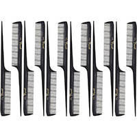 Barber Cleopatra 441 8 1/2"" Extra Fine Rattail Comb (12 Pack) 12 X Sb-C441-Blk