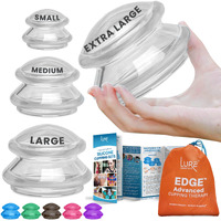 Lure Essentials Edge Silicone Cupping Set  Cupping Kit For Massage Therapy  Long Lasting Cups For Professional & Home Use  Body Sculpt Cup For Cellulite  Fsa Hsa Eligible  Ultra Transparent Clear