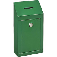 Metal Wall Mounting Or Countertop Charity Donation Collection Box Secure Suggestion And Ballot Box With Top Coin Slot  Lock Included With 2 Keys (Green)