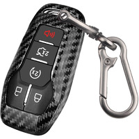 Qbuc For Ford Key Fob Cover Carbon Fiber Car Key Case Protector With Keychain Compatible With With Ford Fusion F-150 Edge Explorer Mustang Lincoln Mkz Mkc 4/5 Buttons Smart Key