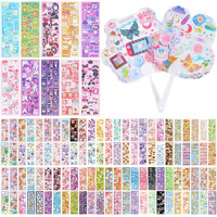 Tmtains 100 Sheets Cute Korean Stickers For Kpop Photocards Decor Bulk Aesthetic Toploader Glitter Animal Pattern Scrapbook Self Adhesive Diy Card Art Crafts(6 Fan)