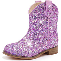 Motasha Toddler Girls Cowgirl Boots Purple Cowboy Boot For Kids Western Ankle Boys Cowgirl Boot Size 10 Horse Riding Shoes Birthday Party Wedding (M7111 Se Purple 10)