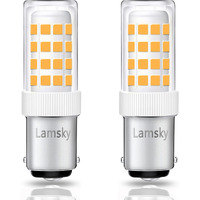 Lamsky Led Ba15D Double Contact Bayonet Base 120 Volts 4W Led Light Bulb T3/T4/C7/S6 Warm White 2700K Led 40W Halogen Replacement Bulb No-Dimmable 2-Pack