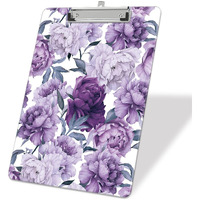Zaxmey Plastic A4 Clipboards  Cute Clip Board Stardard Letter Size 9 X 12.5 In  Office Decorative For Students Women Men And Kids  Purple Flower
