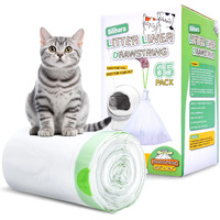 Bilibara 65 Count Drawstring Cat Litter Bags For Most Auto Self-Cleaning Litter Box  Extra Thick Pet Litter Drawer Liners Replacement  Durable Cat Waste Bags  Unscented  25.6'' W X 15.7'' H
