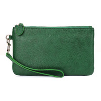 Befen Genuine Leather Wristlet Clutch Wallet Purse For Women  Trendy Women 's Clutch Bags With Side Pocket - Vintage Forest Green