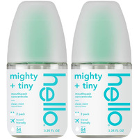 Hello Clean Mint Mouthwash Concentrate For Bad Breath  Alcohol Free Travel Size Mouthwash Made With Coconut Oil And Tea Tree Oil  Helps Freshen Breath  2 Pack  3.25 Fl Oz Pump Bottles