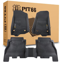 Pit66 Floor Mats Compatible With 2018-2024 Jeep Wrangler Jl Unlimited 4 Door Only (Heavy Duty) Tpe 3-Piece Premium  Black Liners