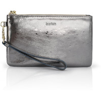 Befen Gray Wristlet Clutch Purses For Women Genuine Leather Chic Womens Wallet Evening Handbags With Cell Phone Pocket - Midnight Grey Metallic
