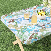 Misaya Rectangle Vinyl Tablecloth  Fitted Table Cover  100% Waterproof  Elastic Edge  Flannel Backing  Table Cloth Fit 6 Foot Folding Tables For Picnic  Outdoor (Leaves  30X72 Inch)