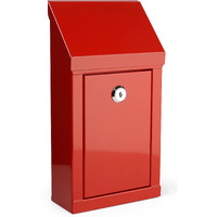 Metal Donation Box Charity Steel Collection Box Office Suggestion Box Secure Box With Top Slot And Lock With Keys Wall Mount With Pre Drilled Holes 10X6X2.5"" Waterproof Mailbox For Home Office(Red)