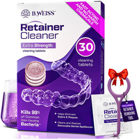 Weiss Naturals Retainer Cleaner Tablets  Invisalign Cleaner  Remove Stains  Odors & Plaque  Fsa & Hsa Eligible  Persulfate Free Night Guard & Denture Cleaner 1-Month Supply  30 Grape Scented Tablets