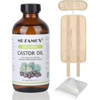 Muzamox Castor Oil Organic Cold Pressed Unrefined Glass Bottle (8Fl.Oz/237Ml)  Castor Oil Pack Wrap Organic Cotton And Castor Oil Packs For Liver Detox