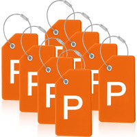 8 Pcs Initial Letter A-Z Luggage Tags Silicone Suitcase Instrument Tag With Name Card And Stainless Steel Loop(Letter P Orange)