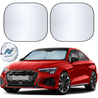 Autovir 2 Piece Car Windshield Sun Shade Foldable | Durable Polyester Windshield Sunshade Blocks Sun  Heat  And Uv Rays | Sunshade For Car Ensuring Interior Protection | Small (29""X23.5"")