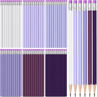 Tecunite 60 Pcs Hb Pencils #2 Unsharpened Wood Cased Pencils With Eraser Hexagonal Pencil Cute Graphite No 2 Pen For Adults Gifts Exam School Office Sketching Learning(Purple Series  White)