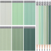 Tecunite 60 Pcs Hb Pencils #2 Unsharpened Wood Cased Pencils With Eraser Hexagonal Pencil Cute Graphite No 2 Pen For Adults Gifts Exam School Office Sketching Learning(Green Series  White)