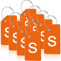 8 Pcs Initial Letter A-Z Luggage Tags Silicone Suitcase Instrument Tag With Name Card And Stainless Steel Loop(Letter S Orange)