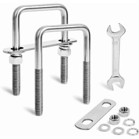 Srztxu 2 Sets Heavy Duty Square U Bolts M12 Thread Size 304 Stainless Steel U-Bolts 3-1/16"" W X 4-1/2"" L With Nuts Bolt Plate And Washers (2  M12 X 3-1/16"" W X 4-1/2"" L)