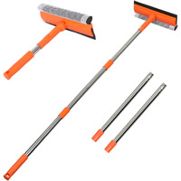 Professional Window Squeegee 2 In 1 Squeegee Window Cleaner With Long Stainless Steel Handle Sponge Car Window Squeegee For Gas Station  Glass Shower (Sponge Style)