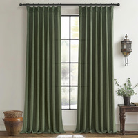 Olive Green Linen Curtains 96 Inches Long 2 Panels Set  Modern Aesthetic Pinch Pleated Dark Academia Living Room Light Filtering Sheer Ceiling Track Curtains With Hooks Decor Drapes For Bedroom Window