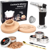 Cocktail Whiskey Smoker Kit With Torch  Old Fashioned Bourbon With 4 Flavored Smoking Wood Chips  Drink Smoker Infuser Kit Gifts For Cocktail Lovers  Men  Dad  Husband  Boss  Boyfriend (No Butane)