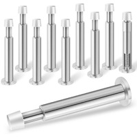 Kolako Door Stops  10 Pack Door Stoppers For Wall  Spring Door Stop 4.4 Inch Long Door Stopper Wall Bumper Protector  Doorstops For Bottom Or Top  Silver