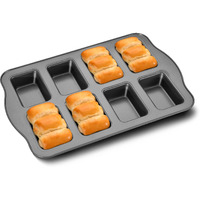 Hongbake Mini Loaf Baking Pans  Nonstick Small Cornbread Pan  Tiny Banana Bread Pan  Heavy Duty Carbon Steel Brownie Pan  8-Cavity  Dark Grey