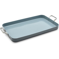 Greenpan Valencia Pro 18"" X 11"" Double Burner Griddle Pan  Induction Suitable  Ceramic Nonstick Pfas-Free  Rectangular Stovetop Cookware  Stainless Steel Handles  Dishwasher  Oven & Broiler Safe  Gray