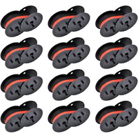 Cosob 12 Pack Calculator Ribbon Replacement For Gr24Br Porelon 11216 Universal Twin Spool Ribbon Compatible With Sharp El-1197 Piii Canon Mp11Dx Printer (Black And Red)