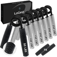 Logest Metal Hand Grip Set  100Lb-350Lb 6 Pack 50Lb-350Lb 6 Pack No Slip Heavy-Duty Grip Strengthener With Gift Box  Great Wrist & Forearm Hand Exerciser (Silver - 50+100+150+200+250+300+350Lb 7 Pack)