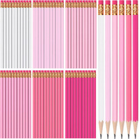 Tecunite 60 Pcs Hb Pencils #2 Unsharpened Wood Cased Pencils With Eraser Hexagonal Pencil Cute Graphite No 2 Pen For Adults Gifts Exam School Office Sketching Learning(Pink Series  White)