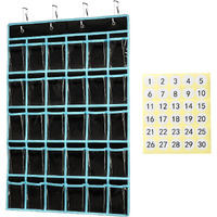 Keepjoy Classroom Pocket Chart Organizer Cell Phones Calculator Holder For Classroom Storage  Hanging Wall Door Calculator Phone Caddy For Classroom. (30 Pockets-Black)