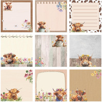 Saypacck 9 Pads Cute Sticky Notes Cartoon Animal Self Stick Notepads 3X3 Inches Notes Adhesive Memo Pad Office Decor Gifts For Students School Office Meeting (Highland Cow)
